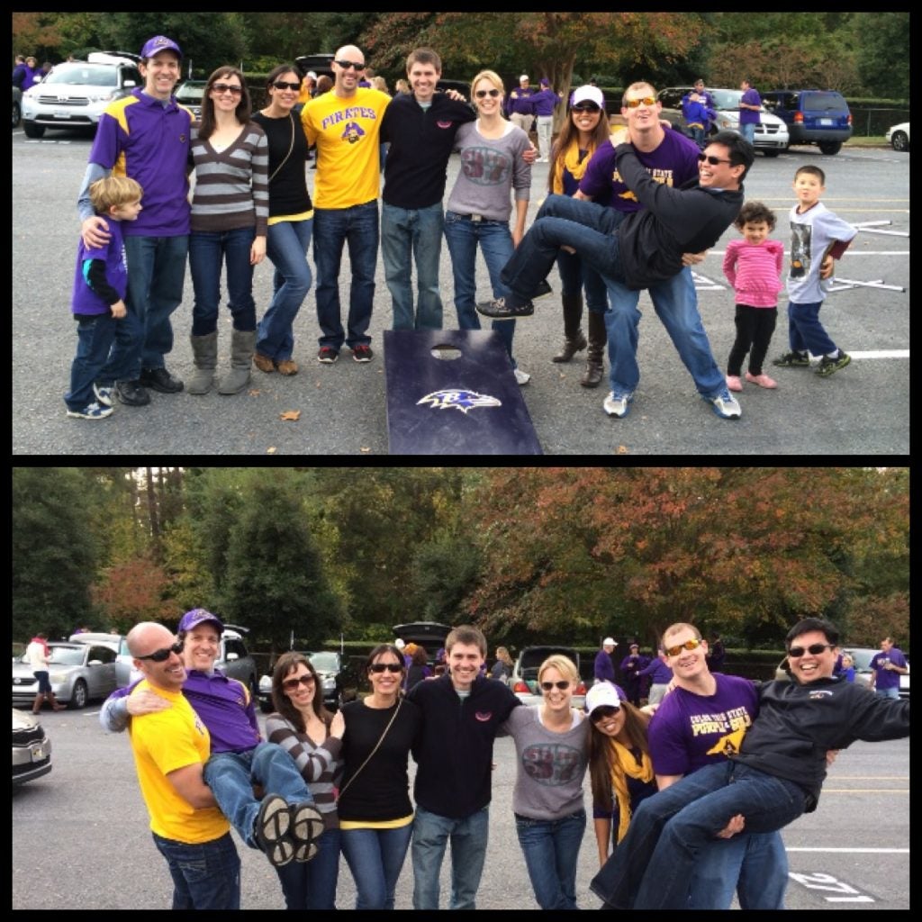 collage of photos from ECU tailgaiting
